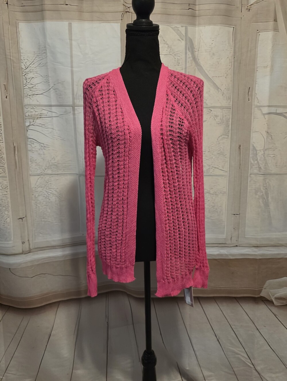 Kohl's Bright Pink Open-Front Knit Cardigan